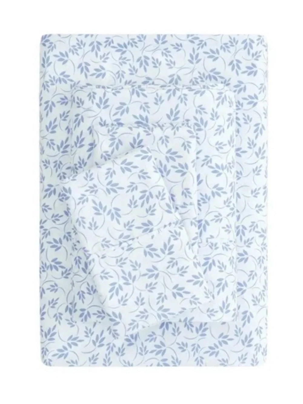 Mainstays Super Soft Brushed Microfiber King Bed Sheet Set Light Blue Leaves NWT
